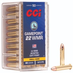 CCI 22 WMR 40gr Gamepoint JSP 50rd Box CCI 22 WMR 40gr Gamepoint JSP 50rd Box