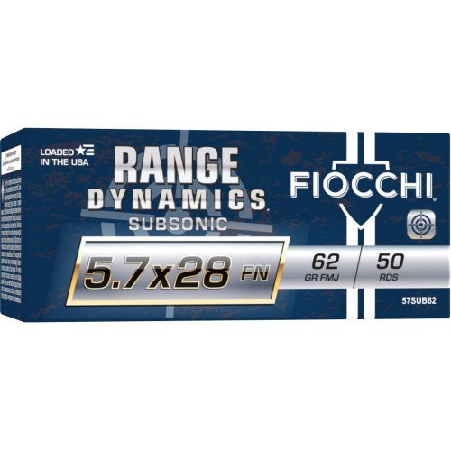 Fiocchi Range Dynamics 5.7x28mm Subsonic 62 Grain FMJ - 50 Rounds